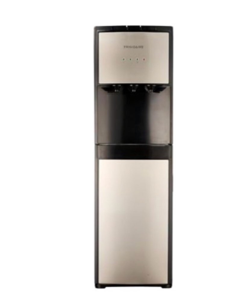 frigidaire, 5 gallon bottom loading hot and cold water dispenser, stainless steel