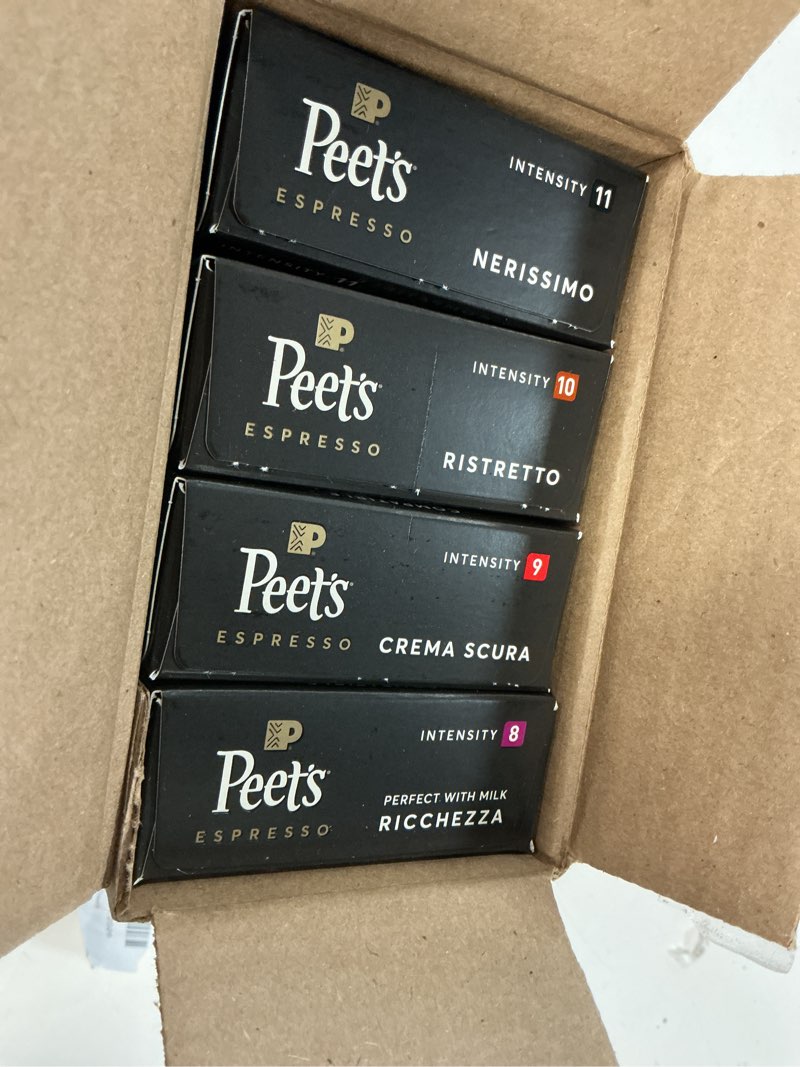 Condition photo showing New/Like New for  (BBD :01/15/2026 ) Peet's Coffee Gifts, Espresso Coffee Pods Variety Pack, Dark & Medium Roasts, Intensity 8-11, 40 Count (4 Boxes of 10 Espresso Capsules)