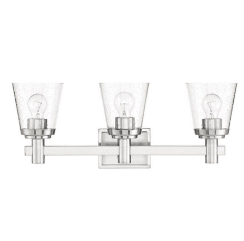 Sunset Lighting - F24103-80 - Riella 3Lt Mb Vanity With Clear Seeded Glass Bright Satin Nickel