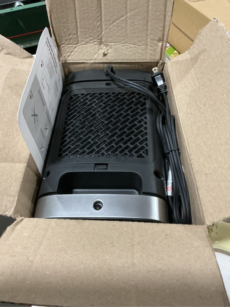 Condition photo showing As Is for dreo space heater, 1500w portable electric heaters for indoor use, ptc ceramic heater for office with remote, thermostat, 70°oscillation, 12h timer, 5 modes, safe quiet room heater for bedroom silver standard heater