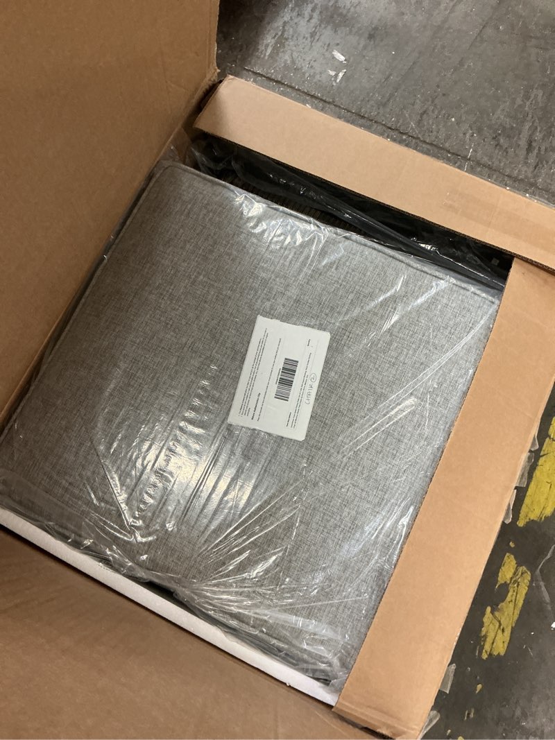 Condition photo showing New/Like New for wicker patio outdoor swivel dining chairs with gray cushions (2-pack)