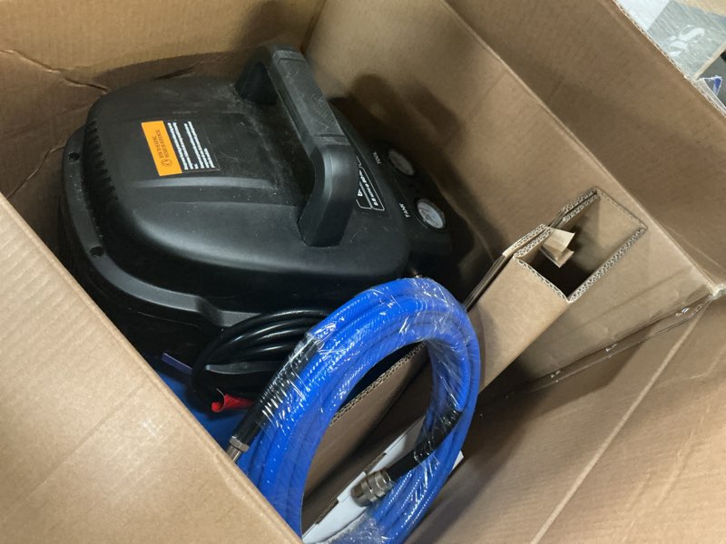 Condition photo showing As Is for Kobalt 6-Gallon Portable Electric 150 PSI Pancake Air