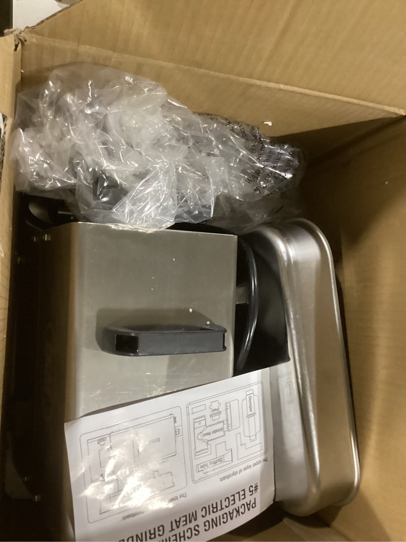 Condition photo showing As Is for LEM Products BigBite #5 Meat Grinder, 0.35 HP Stainless Steel Electric Meat Grinder Machine, Ideal for Occasional Use