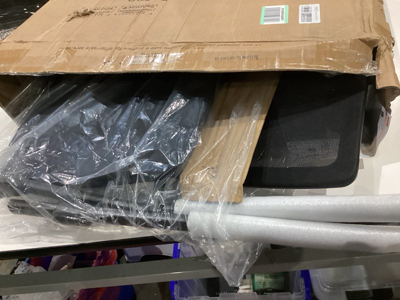 Condition photo showing As Is for fylica foldable office chair with pu wheels and smooth armrest-ergonomic mesh bouncing back, stackable conference room chair, office guest & reception & meeting chair (black)