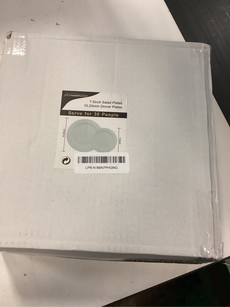 Condition photo showing New/Like New for flowercat 60pcs sage green plates - heavy duty plastic plates disposable for party/easter - include 30pcs 10.25inch sage green dinner plates and 30pcs 7.5inch dessert plates 60 sage green