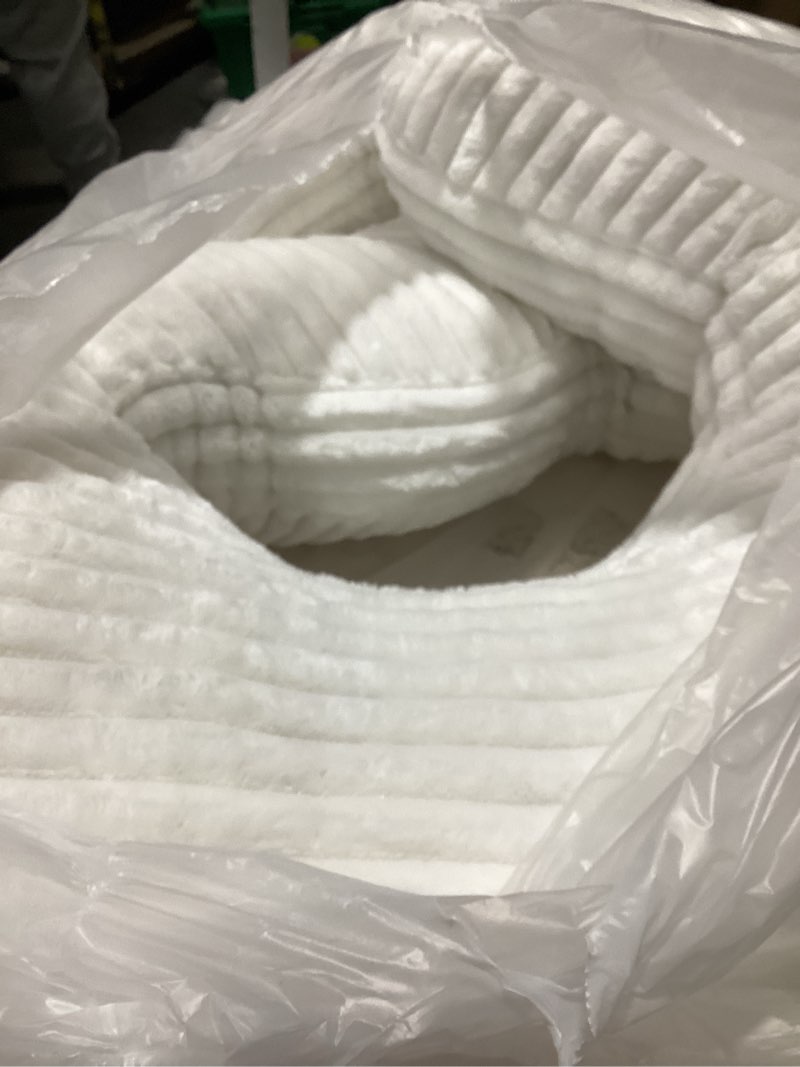 Condition photo showing As Is for gaming crochet pillow for lap support lap desk pillow setting in bed or sofa, u-shaped arm pillows for adults,reading pillow for gaming, working, writing in bed couch floor white