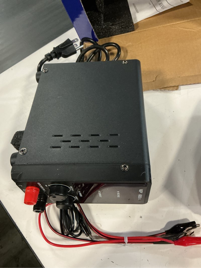 Condition photo showing Good Condition for wep 605d-iii dc variable power supply 60.00v 5.000a high precision bench lab power supply with alligator clips for anodizing kit, electroplating, arduino, breadboard