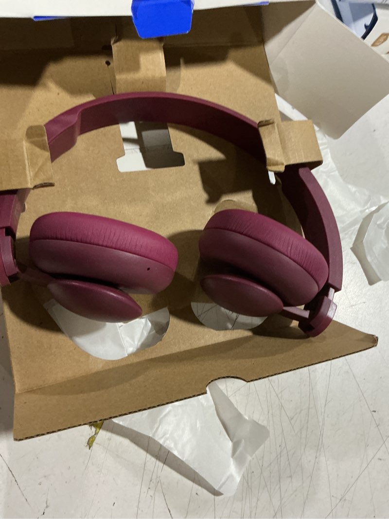 Condition photo showing As Is for onn wireless on-ear headphones, cherry