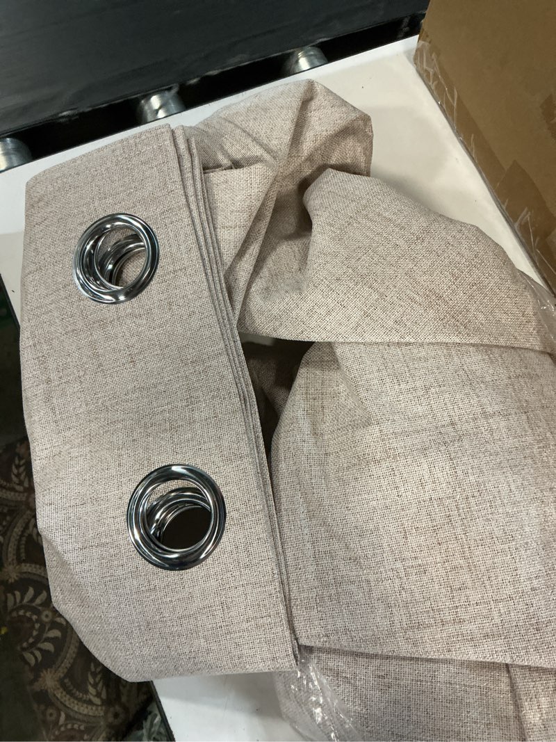 Condition photo showing Good Condition for miulee 100% blackout linen textured curtains for bedroom solid thermal insulated natural beige grommet room darkening curtains & drapes luxury decor for living room nursery 52 x 84 inch (2 panels)
