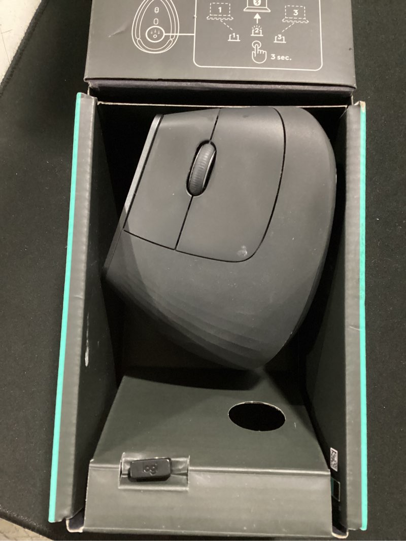 Condition photo showing Good Condition for logitech mx vertical advanced ergonomic mouse, wireless via bluetooth or included usb receiver (renewed)