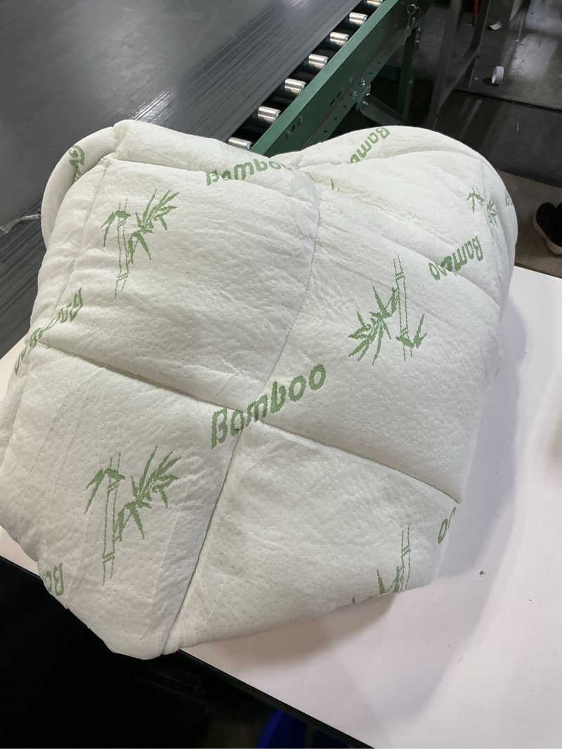 Condition photo showing As Is for mattress topper queen size viscose derived from bamboo, thick soft pillow top mattress pad cover for back pain, mattress protector with 8-21 inch deep pocket, white white queen