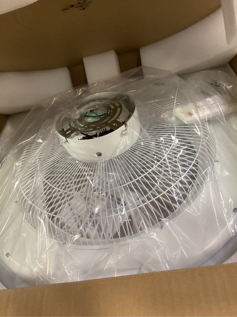 Condition photo showing Good Condition for 24" Bladeless Ceiling Fans with Lights and Remote/APP/Voice Control, Low Profile Ceiling Fan with RGB Lights, Enclosed Flush Mount Ceiling Fan for Kid's Bedroom/Living Room White & RGBCW