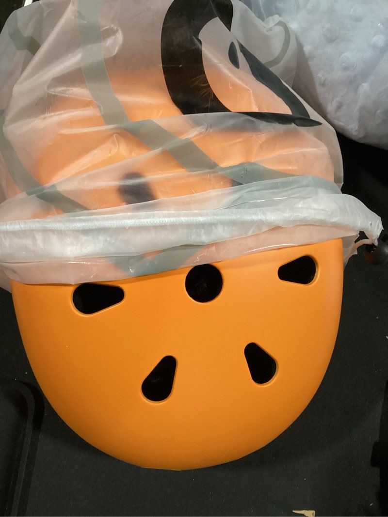 Condition photo showing Good Condition for kids bike helmet, adjustable and multi-sport, from toddler to youth, 3 sizes orange large: 22.4" - 24.0"