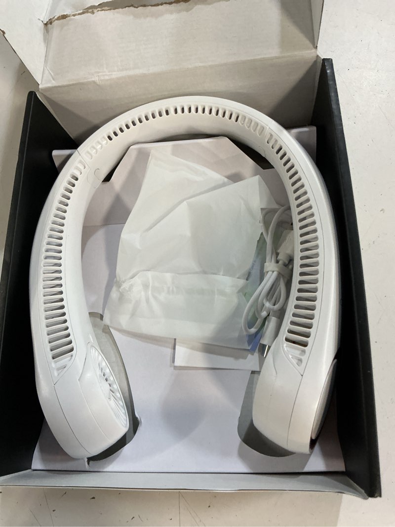 Condition photo showing Good Condition for civpower neck fan: portable personal neck cooling rechargeable bladeless fan - hands free 3 speed 4000 mah battery usb operated wearable headphone design - gift for men women outdoor (white)