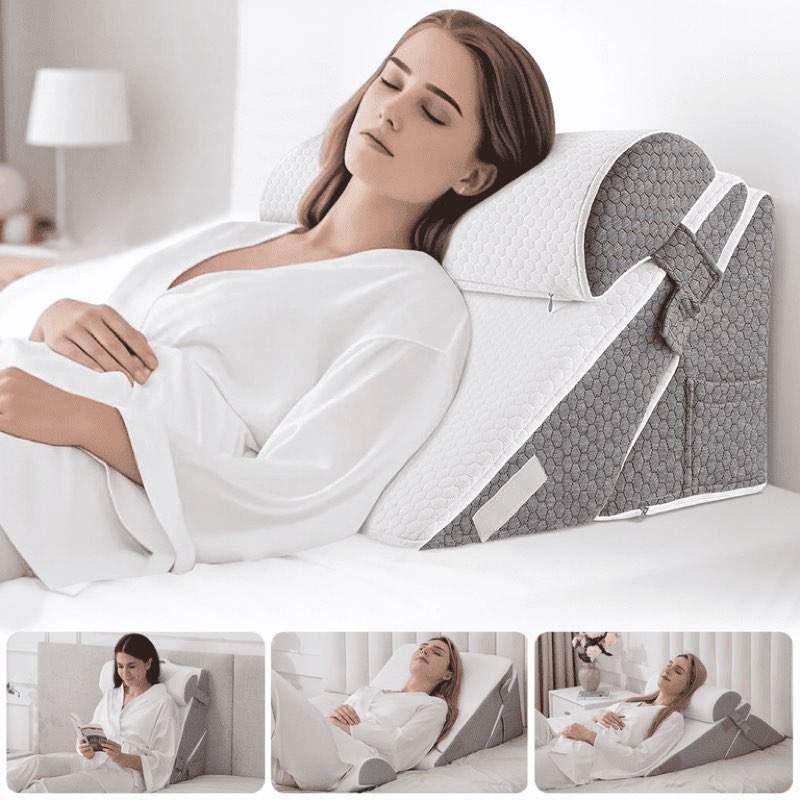 ihrat wedge pillow for sleeping,orthopedic adjustable memory foam bed wedge pillows set for leg back pain relief & reading rest