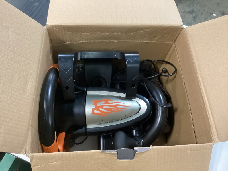 Condition photo showing As Is for pxn pc racing wheel, v3 pro 180 degree universal usb car sim game steering wheel with pedals for pc, xbox one, xbox series s/x, ps3, ps4, switch orange