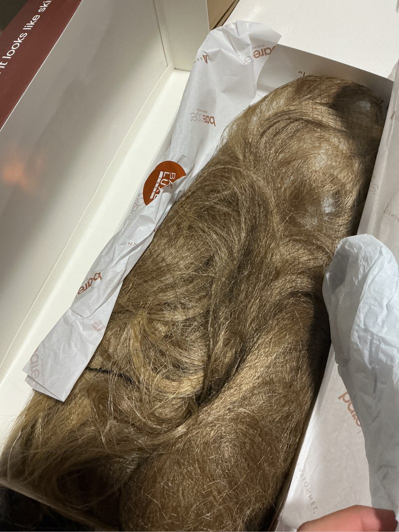 Condition photo showing As Is for sensationnel bare lace 13x6 wigs - unit 4 lacefrontal glueless synthetic 180 degree preplucked hairline (sh/lightashbrown)