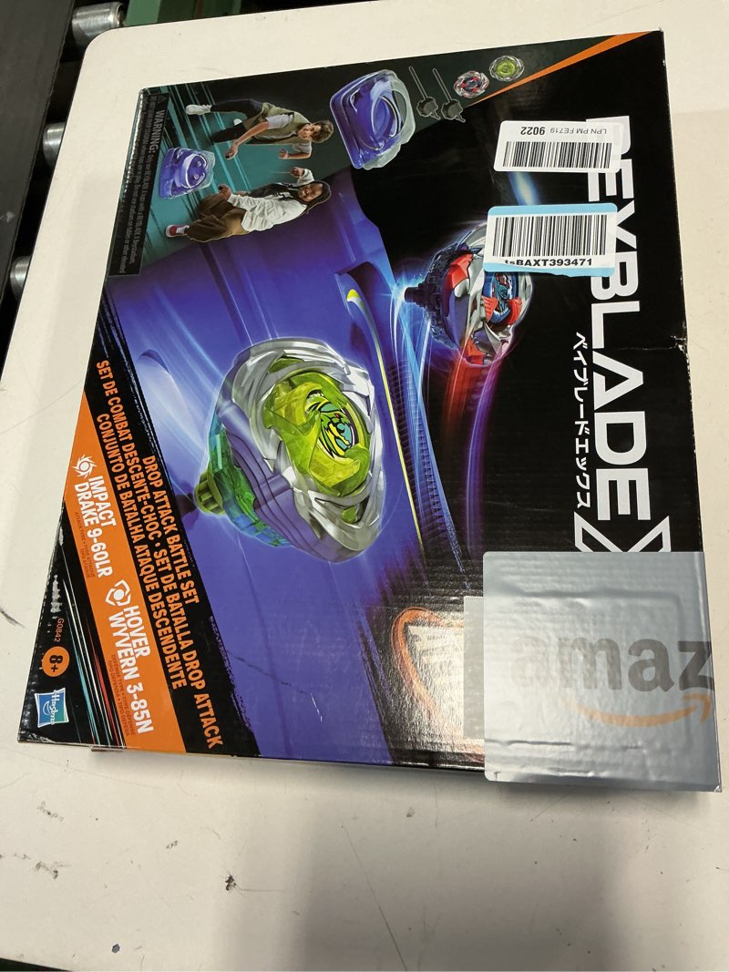 Condition photo showing New/Like New for Beyblade X Drop Attack Battle Set with Beystadium Arena, 2 Takara Tomy Tops & Launchers, Impact Drake 9-60LR & Hover Wyvern 3-85N, Battling Game Toys, Ages 8+