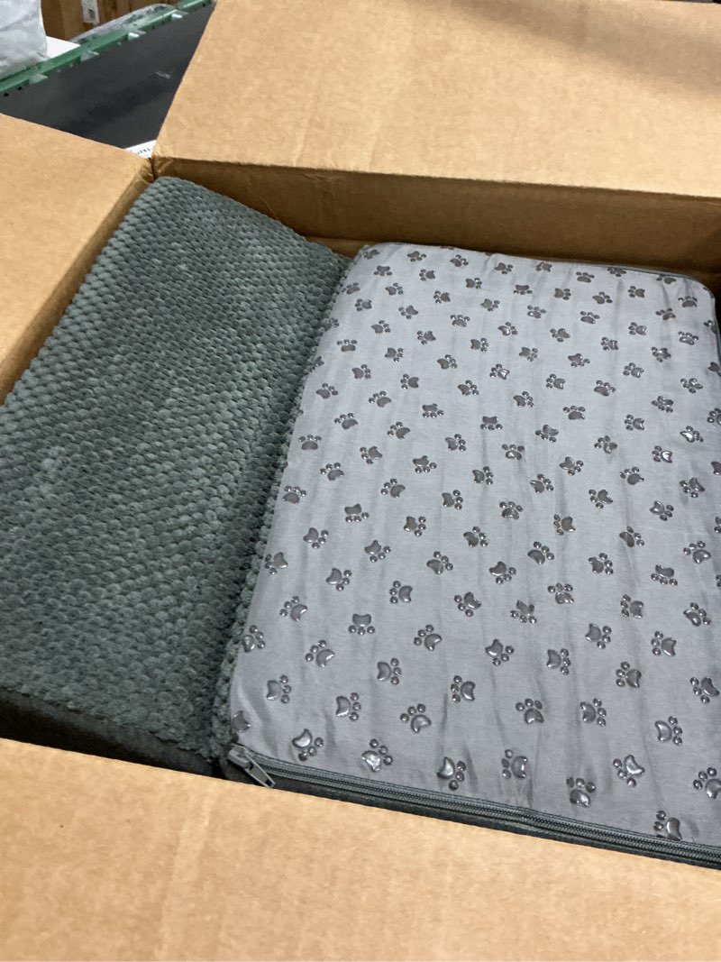 Condition photo showing As Is for Upgrade Non-Slip Dog Ramps/Stairs for Staircase, Foam Dog Ramps for Stairs Inside House, Foam Pet Ramps for Small Dogs, Stair Ramp for Injured Dogs Cats with Self-Sticky Pads to Fix, 6 Pack Update Dark-Gray-Pack 6