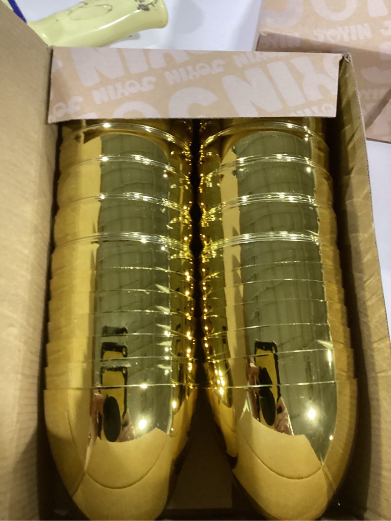 Condition photo showing New/Like New for JOYIN 12 Pcs Large Gold Easter Eggs, 6 Inches Metallic Jumbo Plastic Eggs Fillable for Easter Themed Hunt Basket Stuffers Fillers Filling Treats Party Favor Classroom Prize Supplies 12 Gold