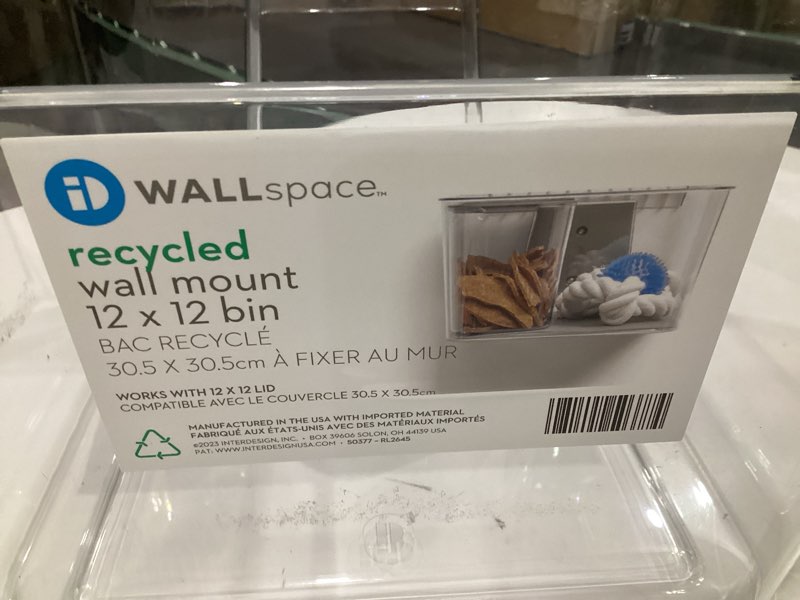 Condition photo showing As Is for iDesign Medium Wallspace Storage Bin and Bracket - Wall-Mounted Storage Bin - Clear - Made in USA