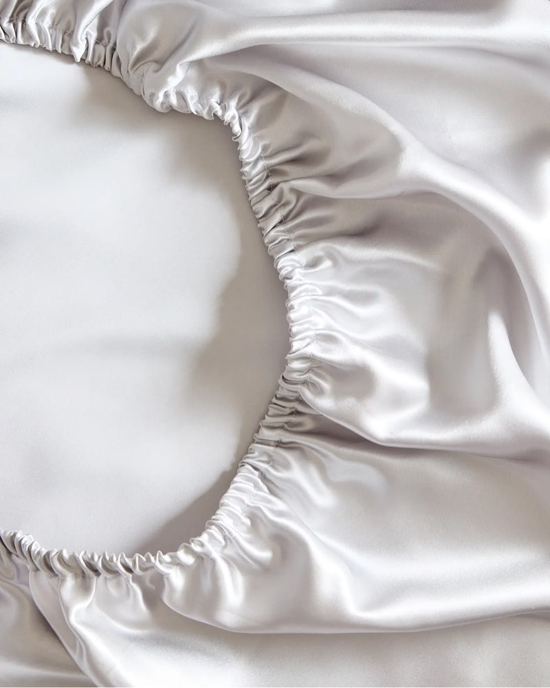 quince mulberry silk fitted sheet king/silver