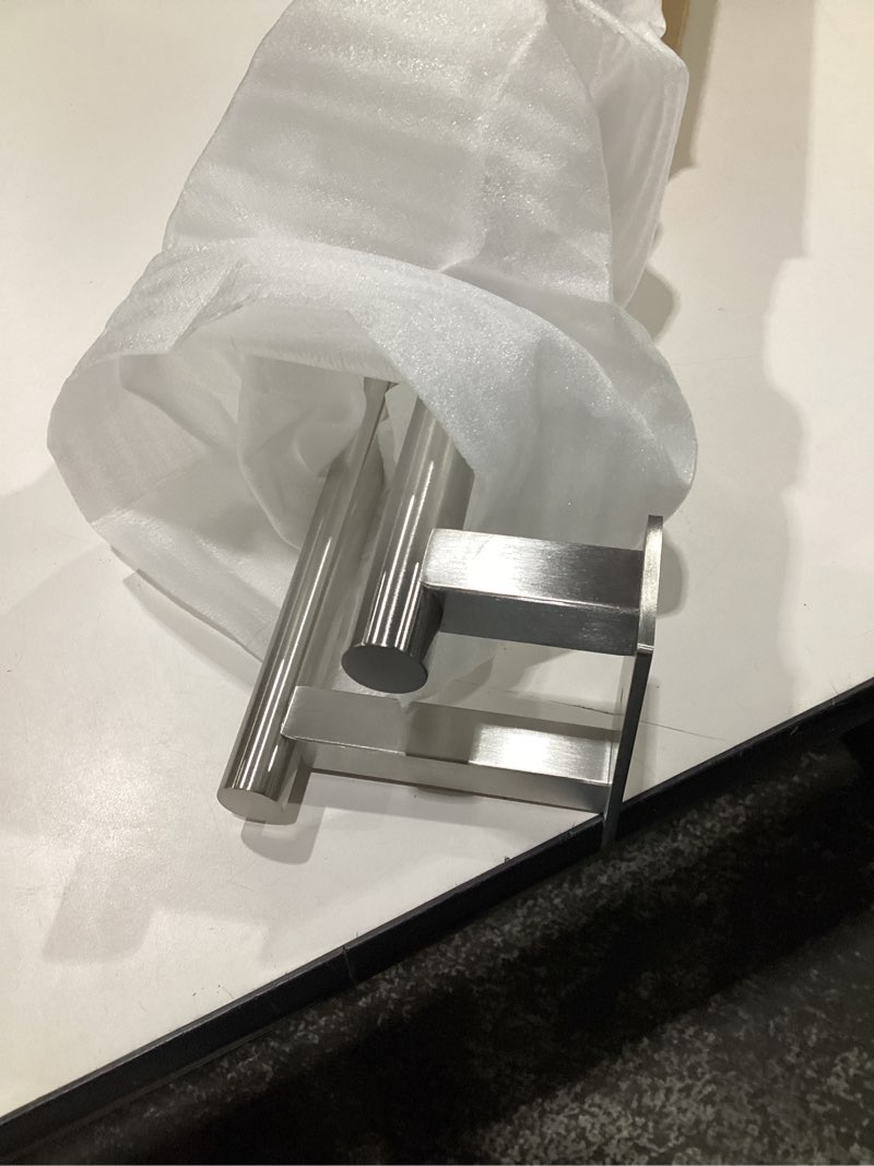 Condition photo showing As Is for Alise Bathroom Double Towel Bar, 24 Inch Wall Mount Towel Holder, Towel Racks for Bathroom, SUS304 Stainless Steel Towel Hanger, Thickened Pipe with Strong Load-Bearing Capacity, Nickel Brushed Nickel 24-Inch(2 Towel Bars)