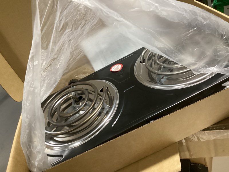 Condition photo showing Good Condition for Compact and Portable Countertop Burner- Countertop Double Coiled Burner 2000 Watts Electric Hot Plate Temperature Controls Black Coiled Double Black