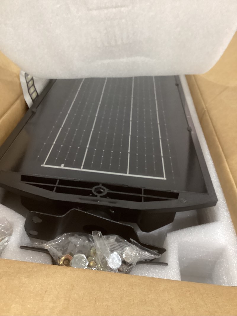 Condition photo showing Good Condition for 8000w solar street lights outdoor waterproof, large commercial solar powered parking lot dusk to dawn lighting with motion sensor & remote, 7000k led security flood light for yard, driveway, 2 pack 8000w large 2 pack