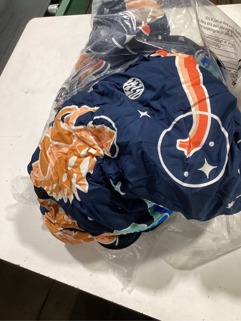 Condition photo showing As Is for ntbed space dinosaur zipper bedding sets twin for kids boys lightweight glow in dark comforter set with fitted sheet pillow covers,navy navy twin