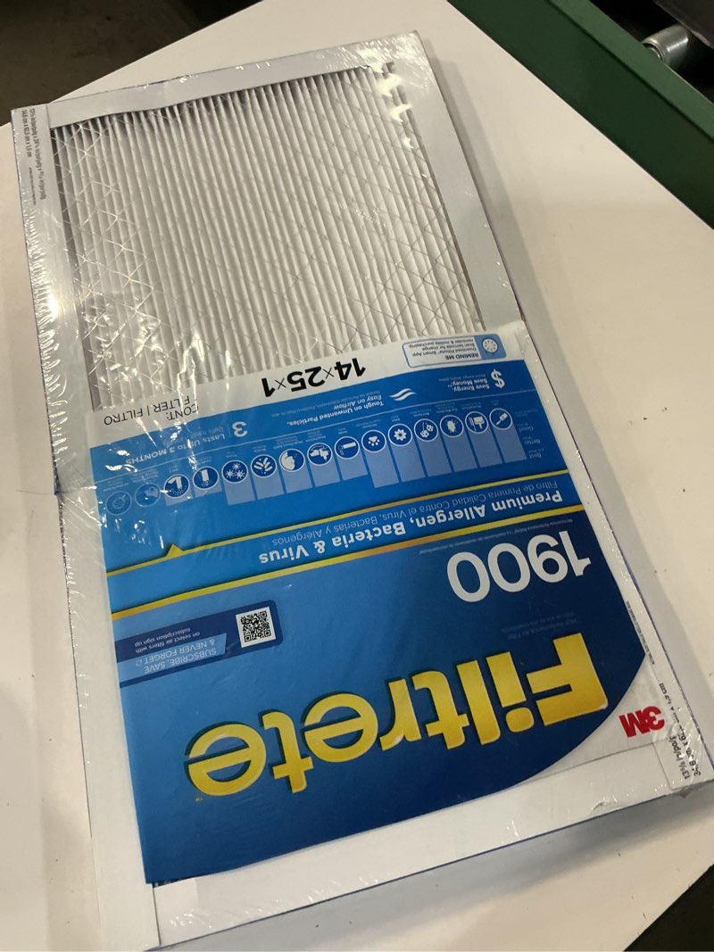 Condition photo showing New/Like New for filtrete 14-in w x 25-in l x 1-in merv 12 1900 mpr maximum allergen electrostatic pleated air filter