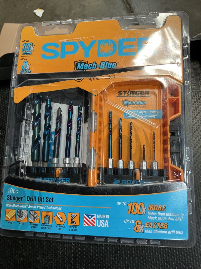 Condition photo showing Good Condition for spyder stinger mach-blue 10-piece assorted x high-speed steel jobber length twist drill bit set