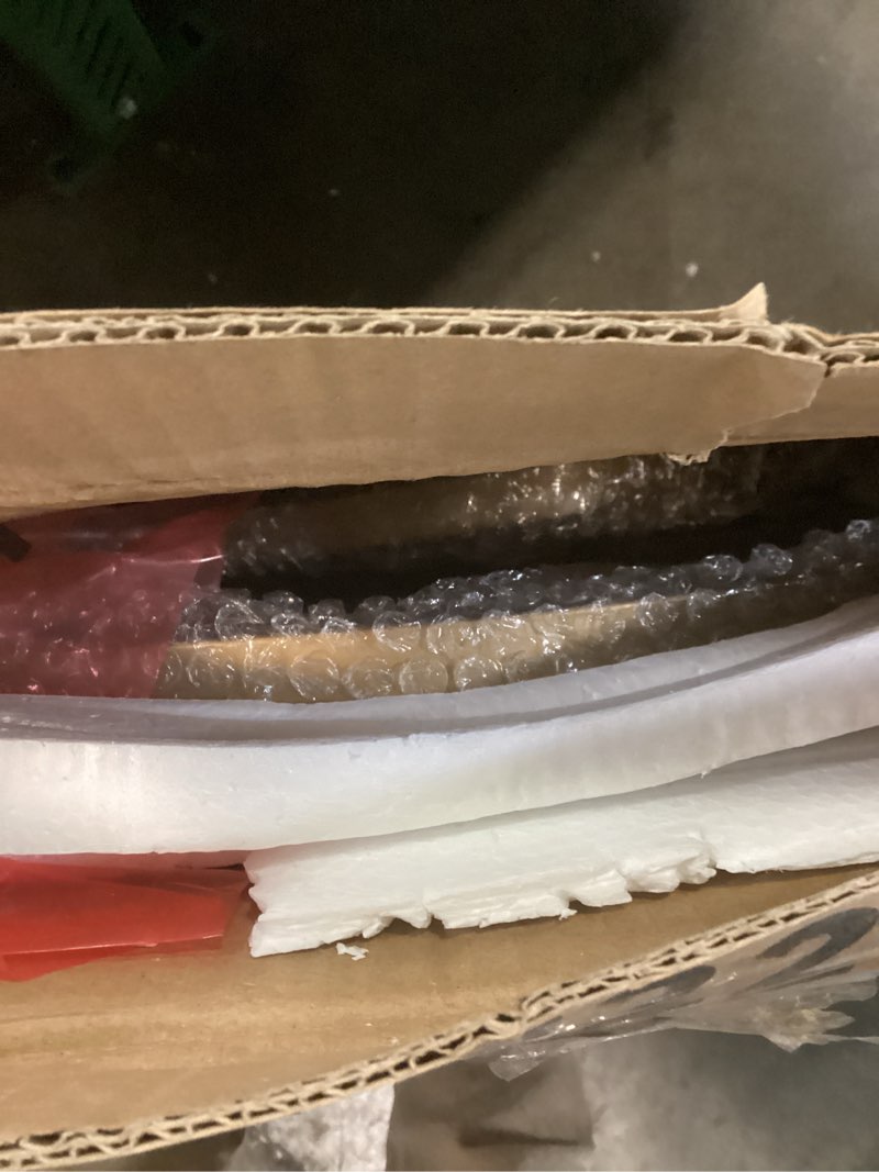 Condition photo showing As Is for modern round side table set of 2, end table with marble effect top and gold metal frame, small side table for living room, bedroom, sofa and couch, gold legs, white marble top