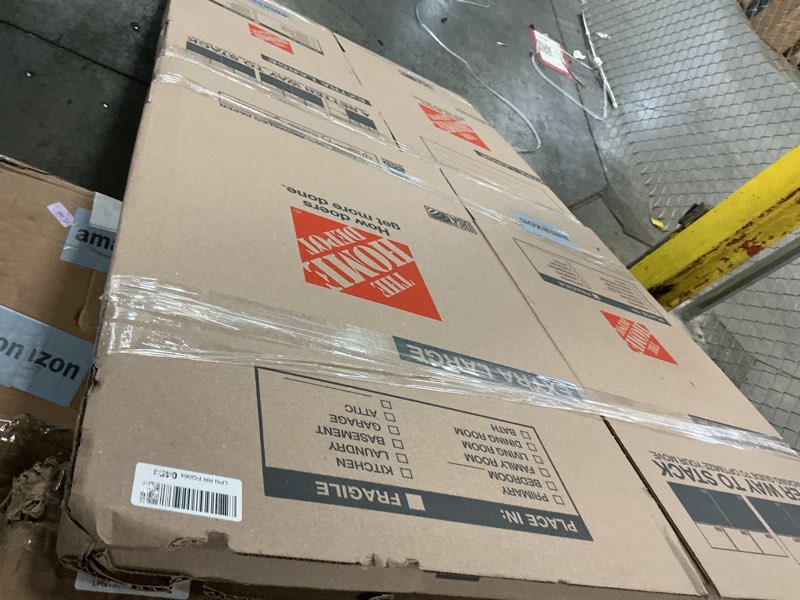 Condition photo showing As Is for Fredbeck 42x80 inch White Barn Door with 7FT Sliding Barn Door Hardware Kit Included,Solid,MDF, PVC Surface,DIY Assembly,Water-Proof,5-Panel,Fit 38in-41in Opening 42x80 single door