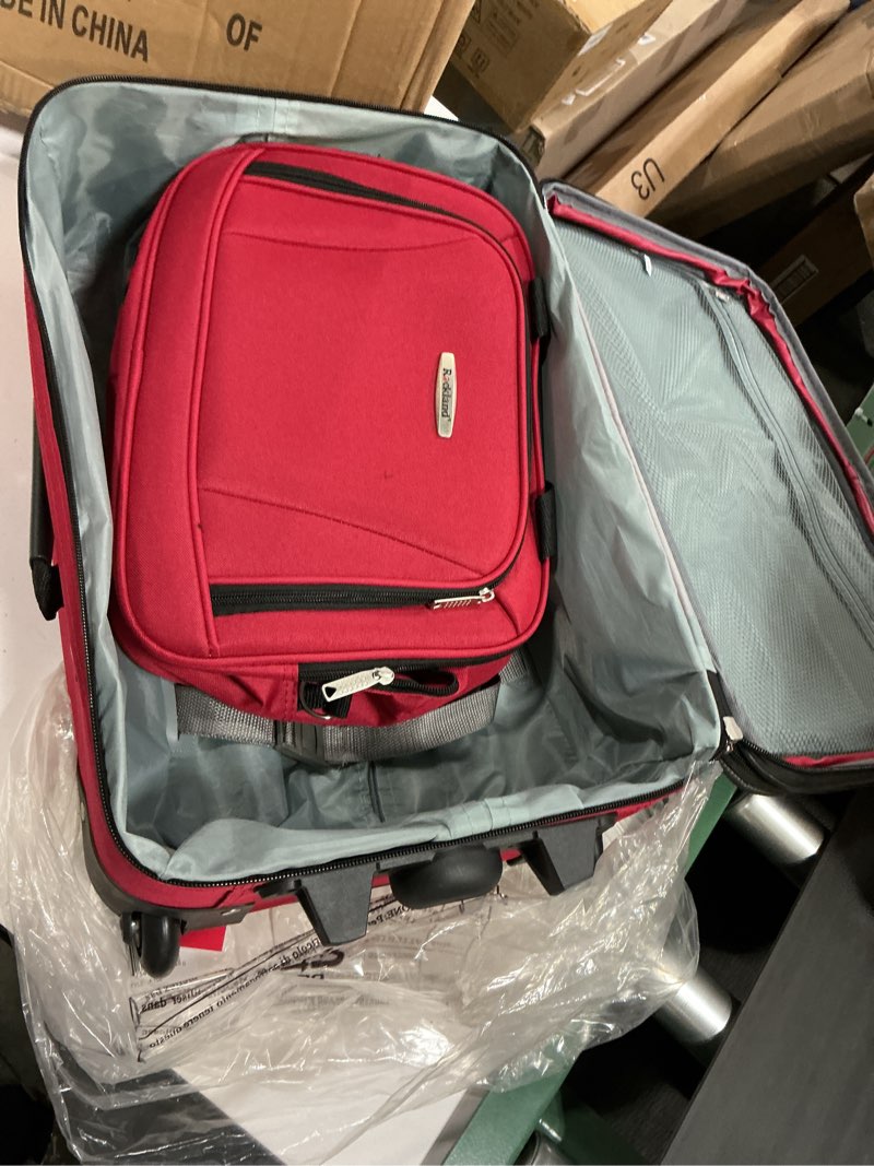 Condition photo showing Good Condition for Rockland Fashion Softside Upright Luggage Set,Expandable, Red, 2-Piece (14/19) 2-Piece Set (14/19) Red