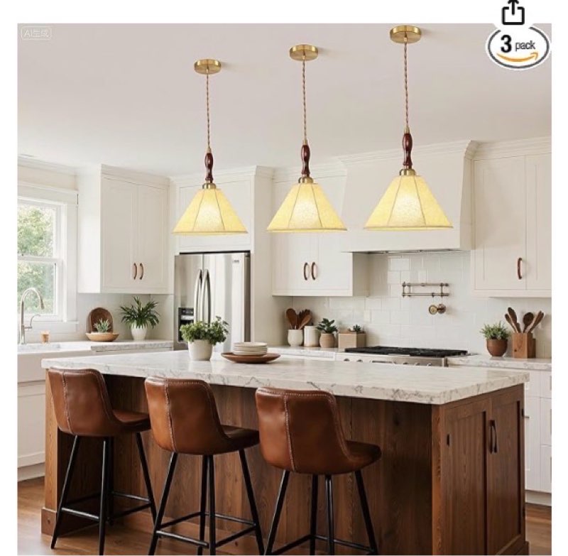 WOSHITU 10 Inch Modern Rustic Kitchen Island Pendant Light, Hardwired No Bulb Included with Linen Sh