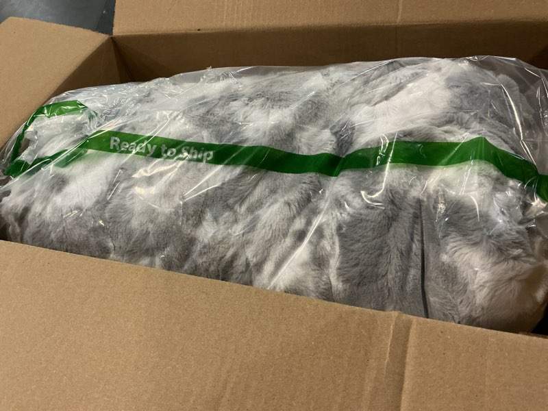 Condition photo showing Good Condition for Bedsure GentleSoft Sherpa Fluffy Blanket Queen Size for Bed - Fleece Warm and Cozy for Women Gift, Plush & Fuzzy Faux Fur Christmas Blanket for Couch Decor, Tie Dye Design, Light Grey, 90x90 Inches 01 - Light Grey Queen (90" x 90")