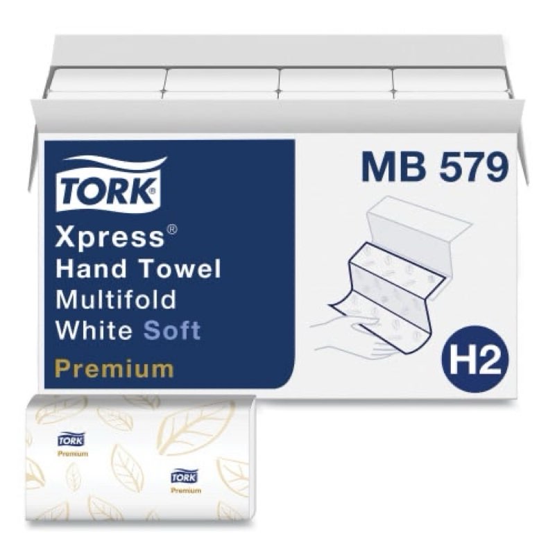 tork® soft xpress multifold hand towels, 2-ply, white, 2160 towels (mb579)