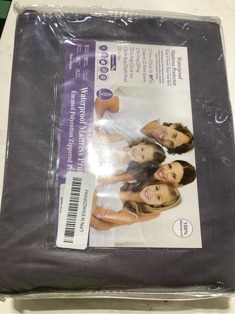 Condition photo showing As Is for mattress protector full size 100% waterproof zippered cover, 15 inches deep, six-sided mattress encasement for bed, zipper closure style (dark grey) dark grey 54 x 75 inches
