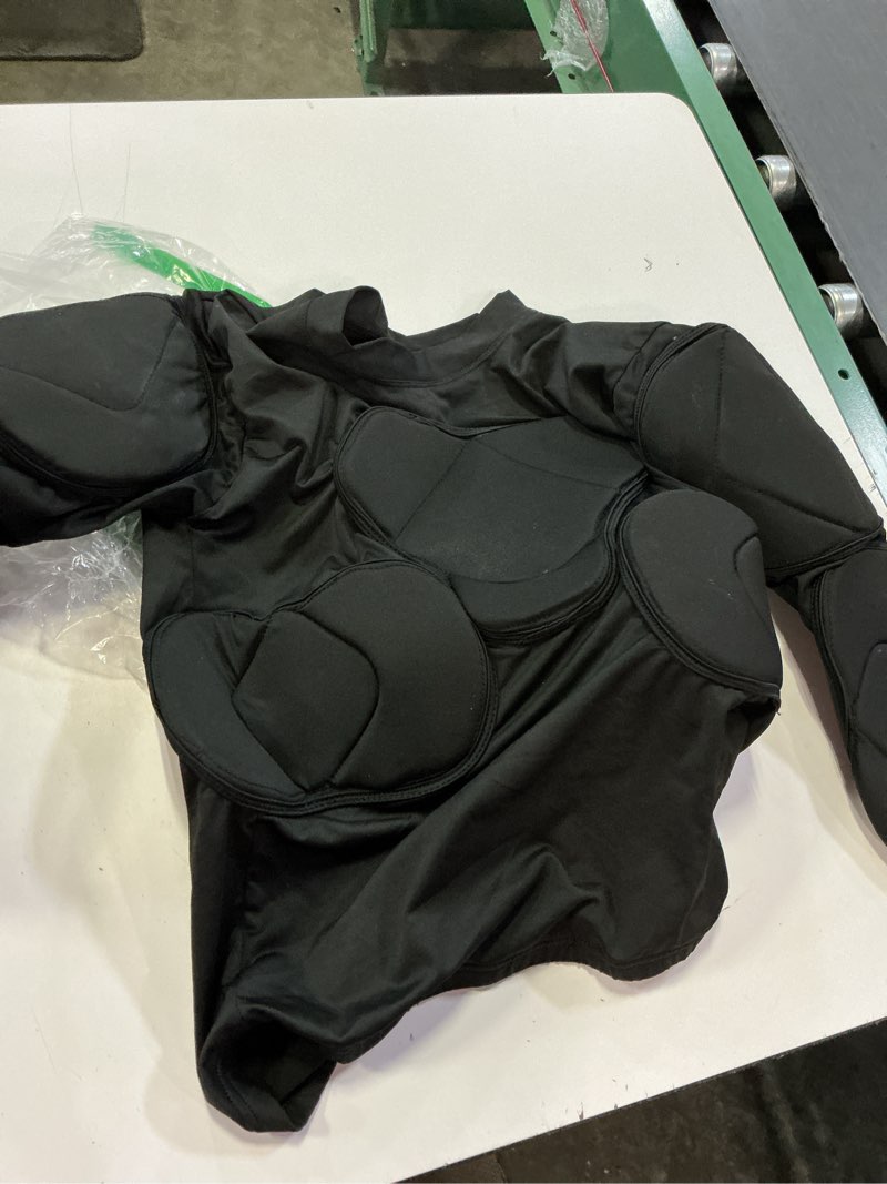 Condition photo showing As Is for shinestone adult men's goalkeeper armor bodyshield padded compression shirt pants and short with sponge protector black long sleeves-01 small
