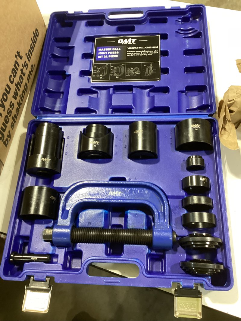 Condition photo showing Good Condition for Orion Motor Tech Ball Joint Press Kit, 21-Piece Master Ball Joint Removal Tool with C-Frame, Heavy-Duty Brake Anchor Pin U Joint Ball Joint Press Tool for 2WD and 4WD Cars black C-frame