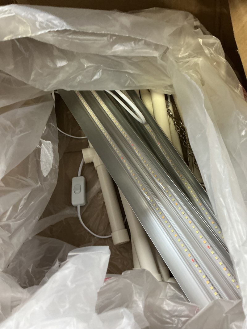 Condition photo showing As Is for wolezek grow lights for seed starting with stand, 2ft t5 144 leds full spectrum seedling grow light for indoor plants, 32w high output seed starter light kit, height adjustable, on-off switch