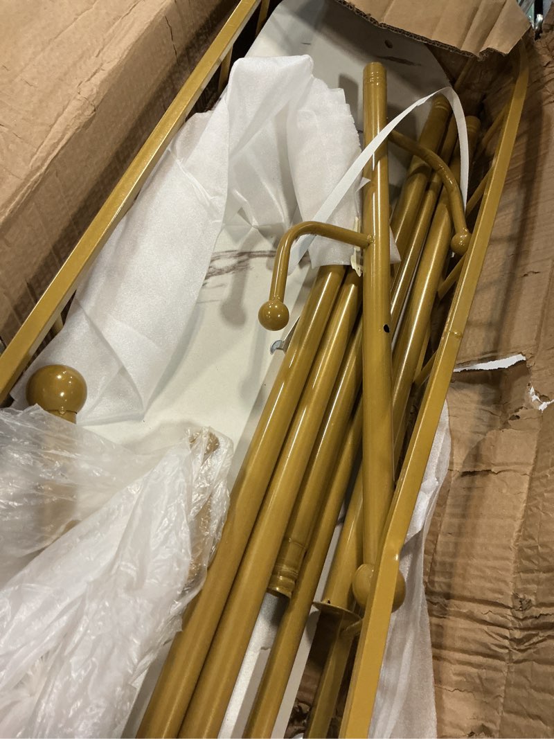 Condition photo showing As Is for gold clothing rack with wheels rolling clothes rack with storage basket metal moveable coat rack stand modern garment rack for hanging clothes for bedroom boutiques heavy duty coat hanger rack