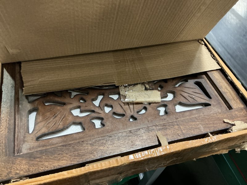 Condition photo showing Good Condition for Lightnpro Wooden Dog Gate - Foldable Freestanding Pet Gate for Indoor Use, Adjustable Safety Barrier for Dogs, Puppies & Small Pets, Perfect for Stairs & Doorways - 24x54 Inch Antique Natural Burnt 24x54-Circle Antique Natural Burnt