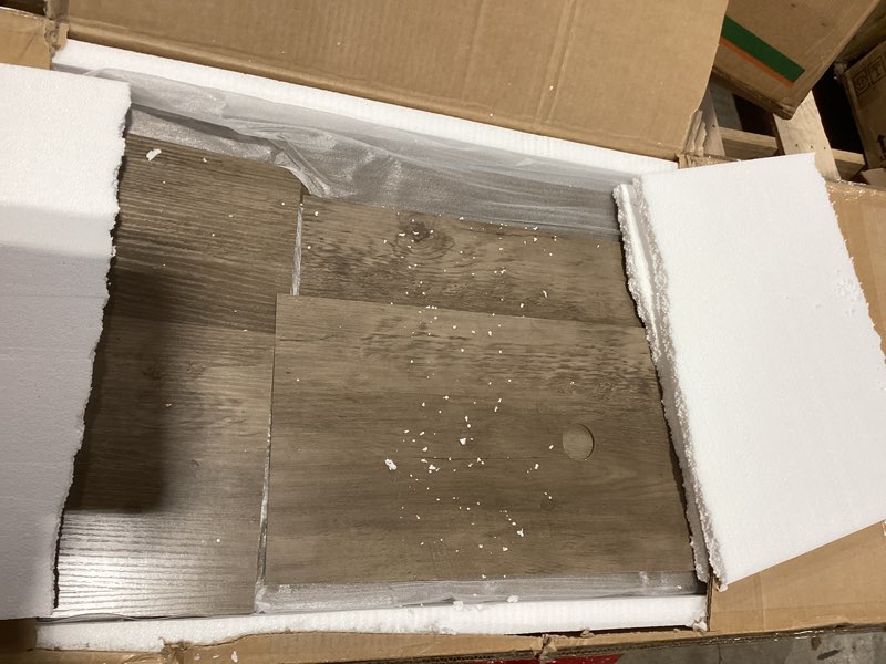 Condition photo showing Good Condition for yitahome tv stand for 80/75/70 inch tvs, farmhouse entertainment center with led lights & storage cabinets, open shelves & adjustable shelf, tv consoles for living room, washed gray farmhouse with led lights washed gray 70"w