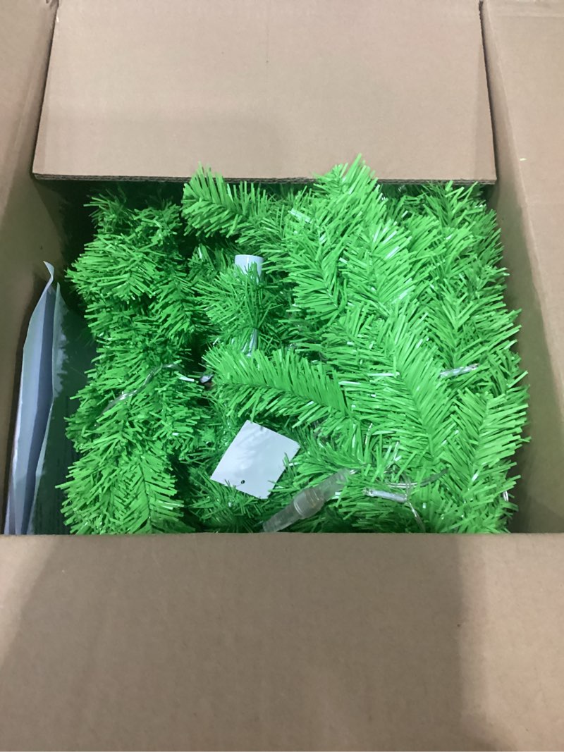 Condition photo showing Good Condition for 3ft prelit apple green tinsel christmas tree decorations with 50 dual-color led lights,light up xmas lighted pencil tree for indoor decor,corner&entryway with 226 tips, metal stand, plug-in apple green 3ft