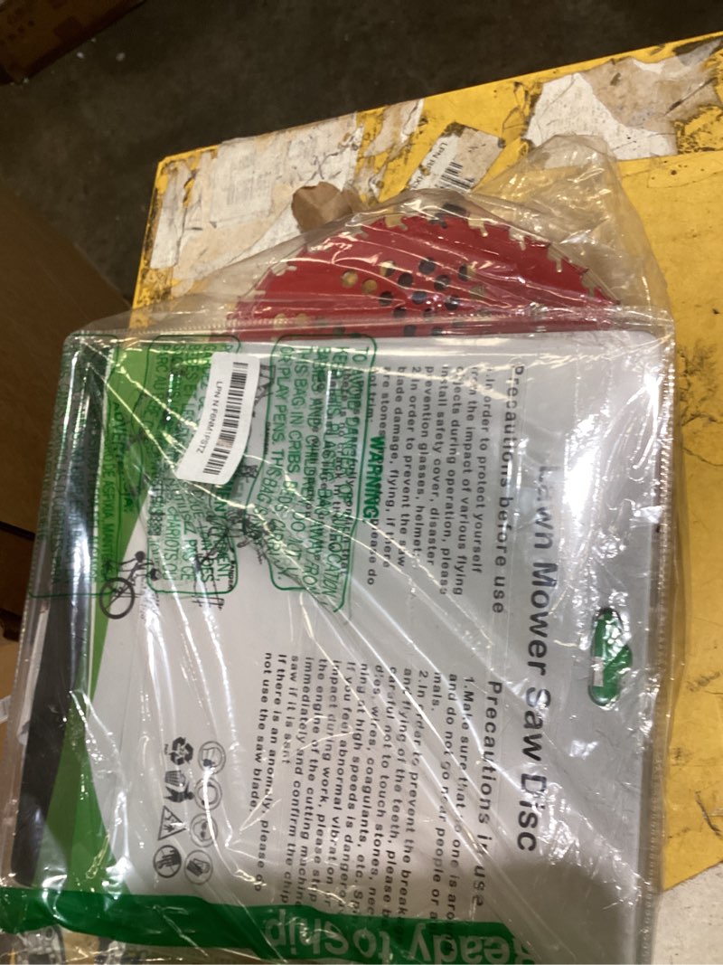 Condition photo showing As Is for brush cutter blade set with adapter kit, 9" chainsaw tooth cutter 20t, 9" carbide tipped 36 teeth, 10" carbon steel 3 teeth blades with files for trimmer and weed eater