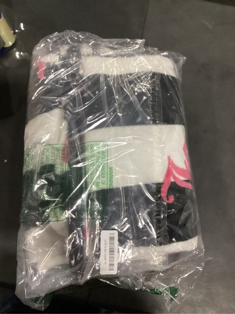 Condition photo showing Good Condition for juicy couture cabana plush black striped 50"x70" fuzzy throw blanket - luxurious microfiber plush blanket for ultimate comfort and cozy warmth black 50"x70"