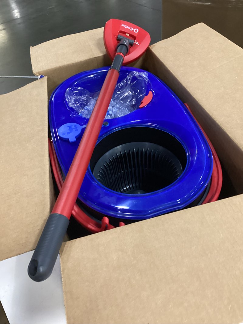 Condition photo showing As Is for o-cedar easywring rinse clean 12 in. w spin mop with bucket