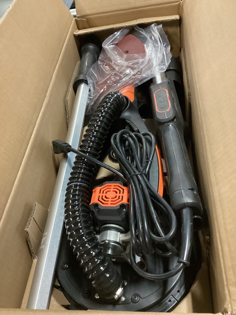 Condition photo showing Good Condition for VEVOR Drywall Sander, 800W Brushless Motor Electric Sander, Variable Speed 1000-2300 RPM, Foldable Ceiling Sander with Double-Deck LED Lights, Extendable Handle, 12 Sanding Discs 800W+Brushless Motor+Only 3.1KG
